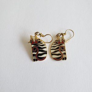 Laurel Burch "Charley" Cat Earrings 90's Style
